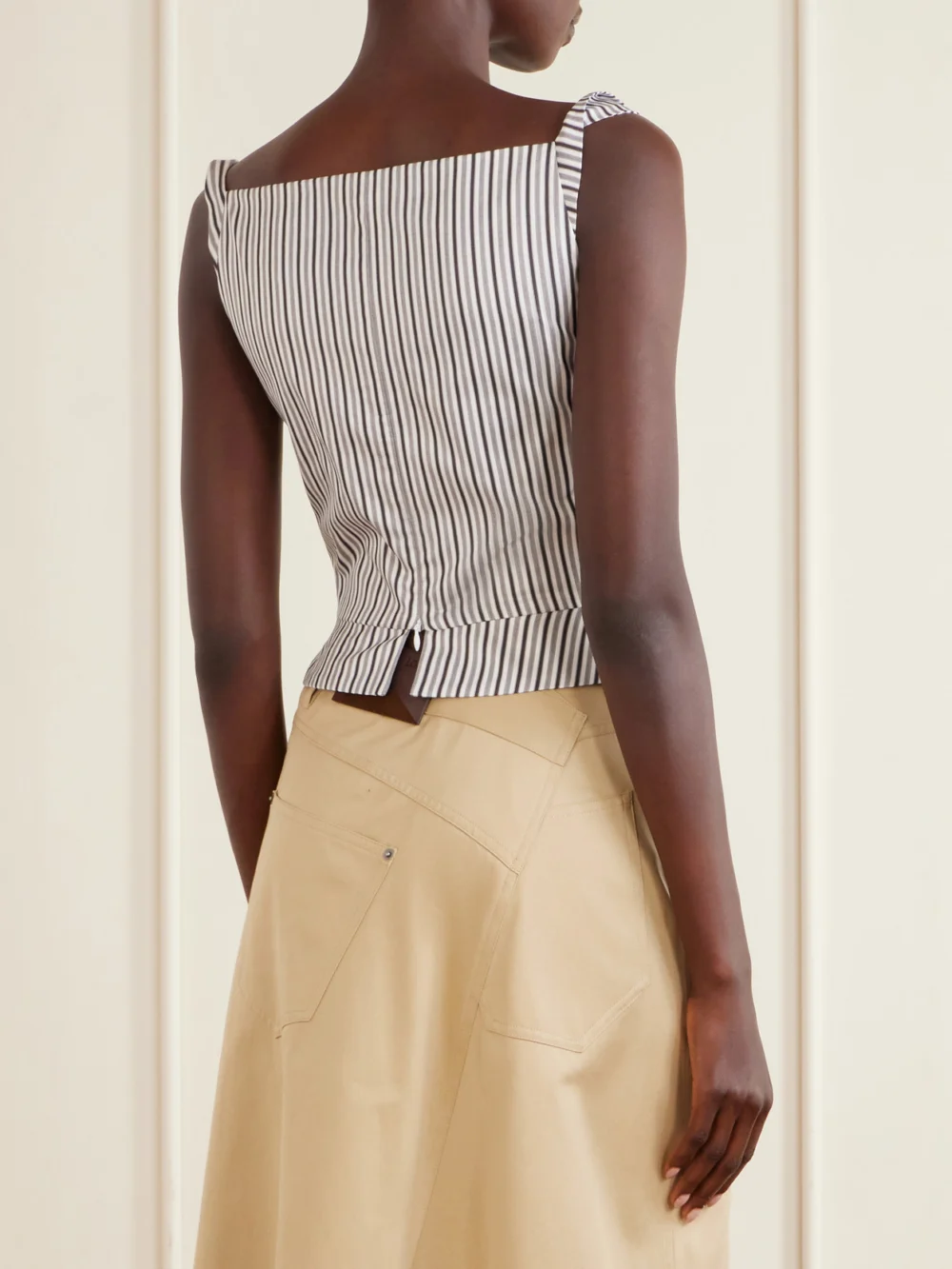 Back view of the Vivienne Westwood Sunday Asymmetric Striped Cotton-poplin Blouse