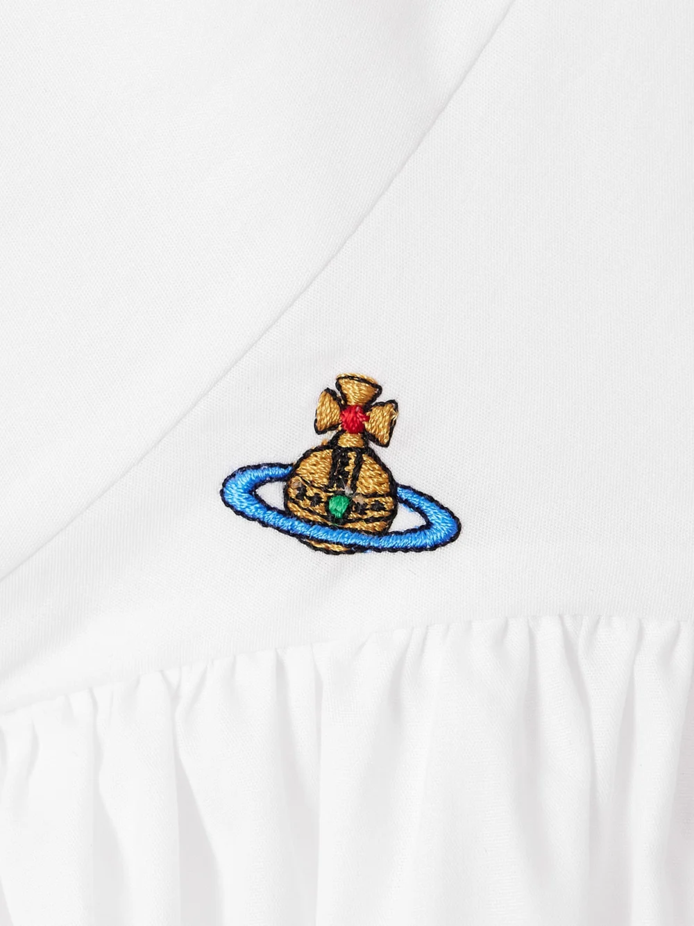 Close-up detail of the Vivienne Westwood Sunday Gathered Cotton-poplin Dress