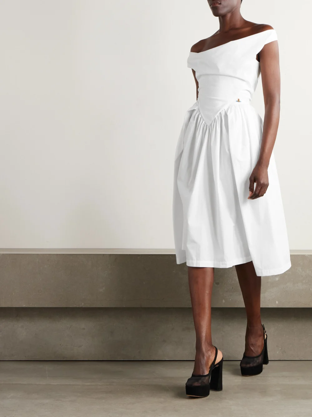 Vivienne Westwood Sunday Gathered Cotton-poplin Dress, worn by a model