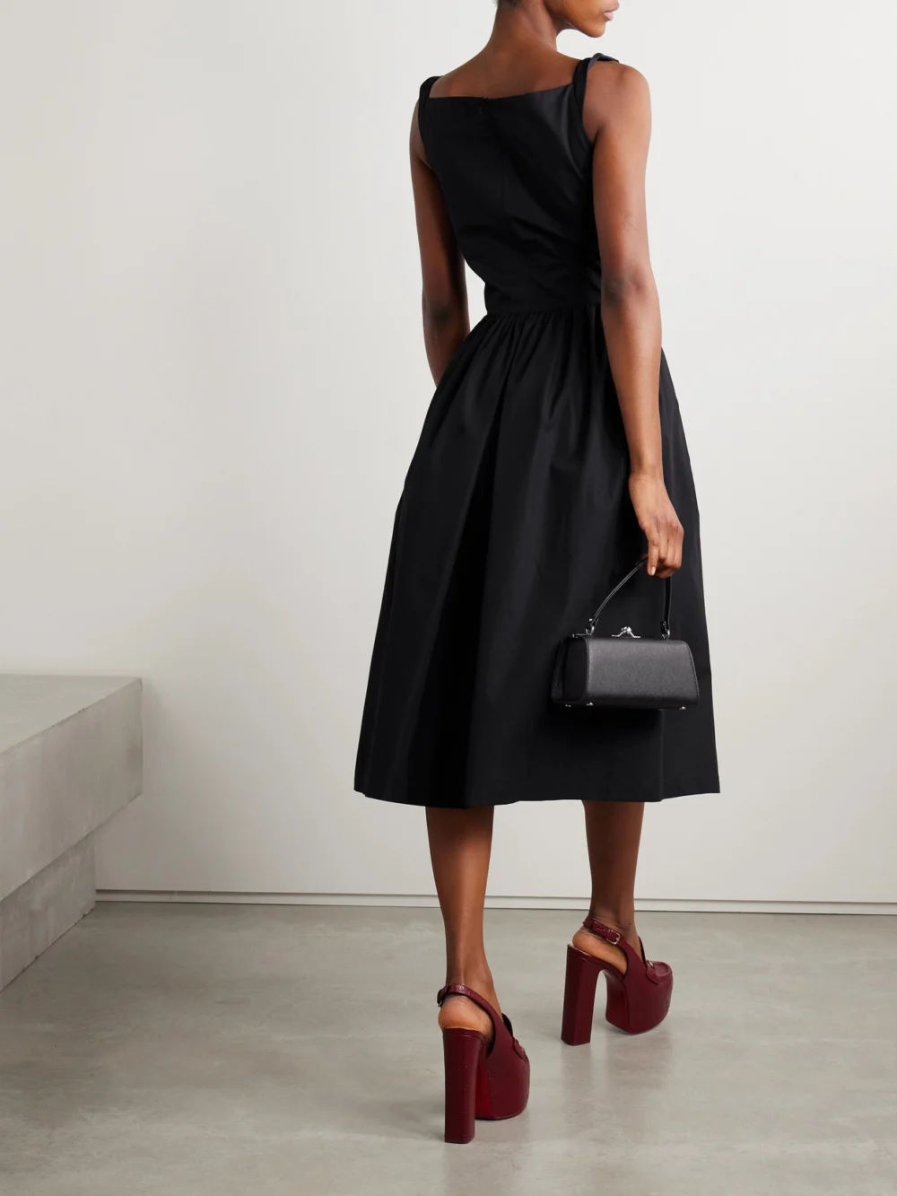 Back view of the Vivienne Westwood Sunday Gathered Cotton-poplin Midi Dress