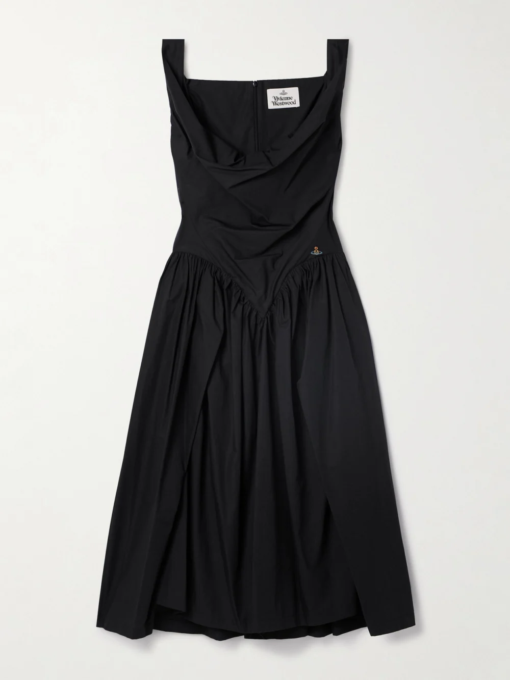 Vivienne Westwood Sunday Gathered Cotton-poplin Midi Dress in black