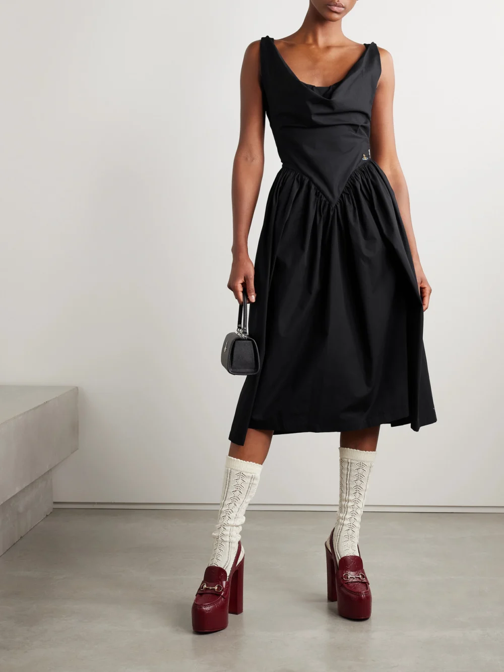 Vivienne Westwood Sunday Gathered Cotton-poplin Midi Dress, worn by a model