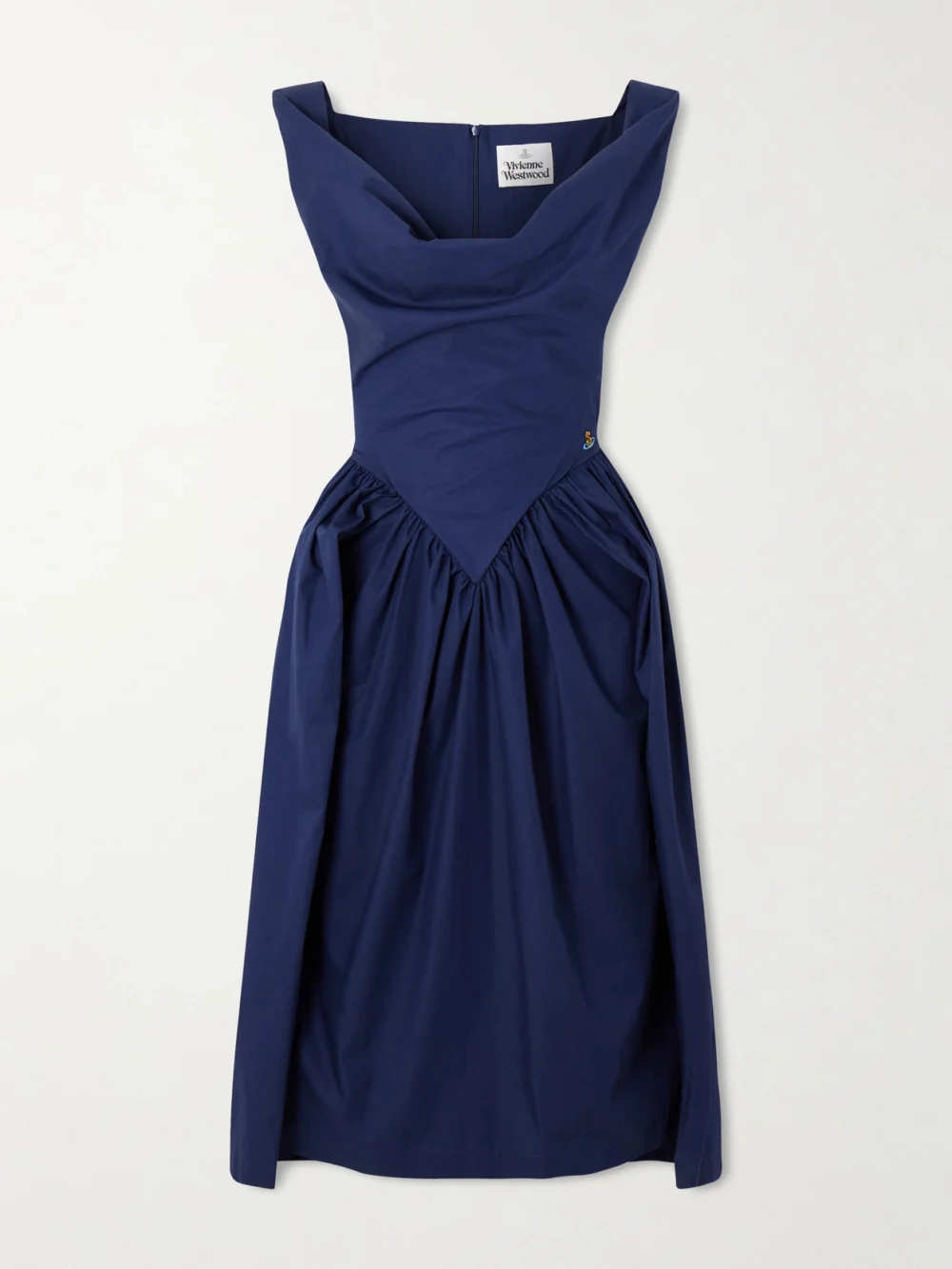 Vivienne Westwood Sunday Gathered Cotton-poplin Midi Dress in navy
