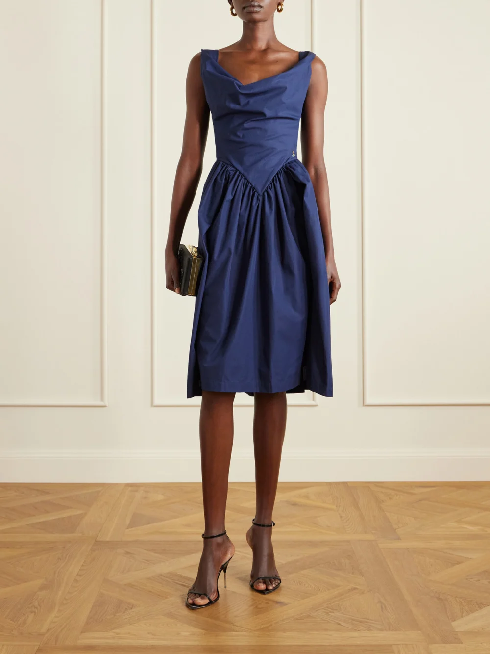 Vivienne Westwood Sunday Gathered Cotton-poplin Midi Dress, worn by a model