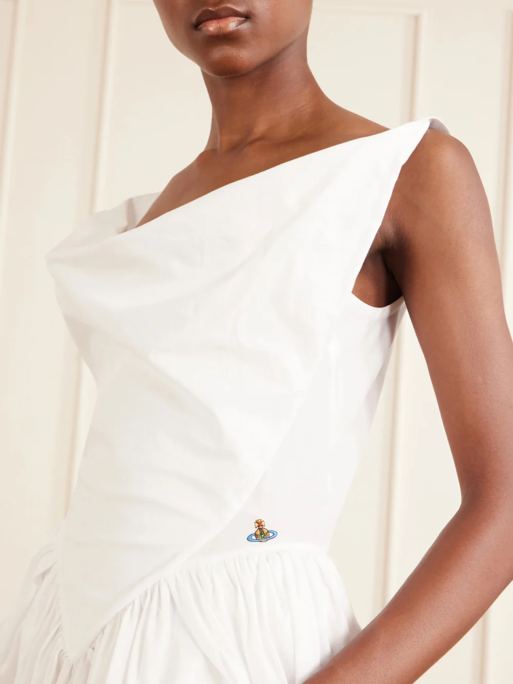 Close-up detail of the Vivienne Westwood Sunday Pleated Cotton-poplin Mini Dress