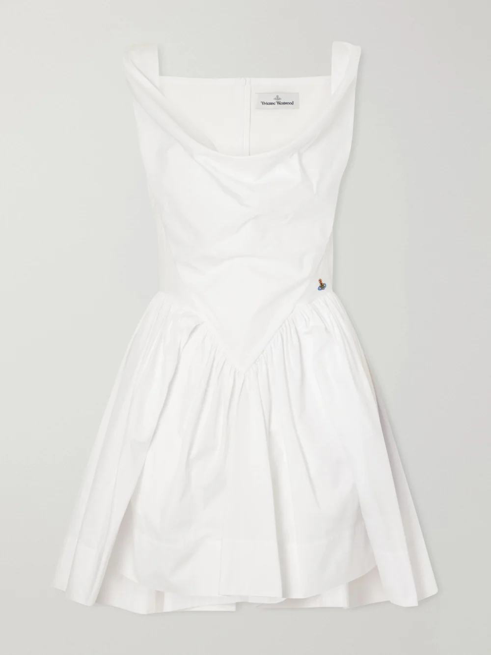 Vivienne Westwood Sunday Pleated Cotton-poplin Mini Dress in white