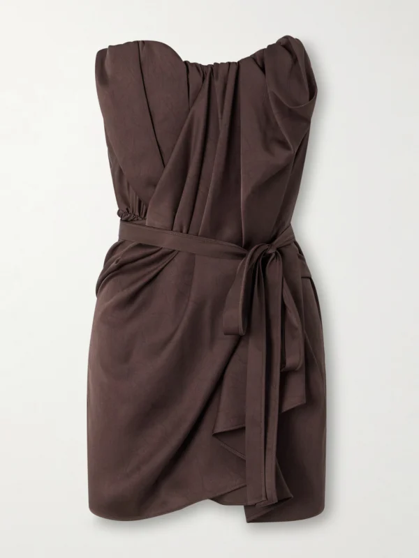 Vivienne Westwood Susana Strapless Draped Crinkled-satin Mini Dress