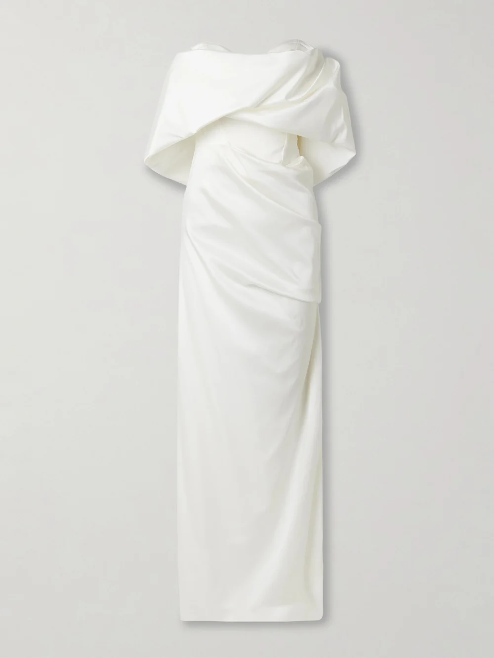 Vivienne Westwood Sybyl Off-the-shoulder Draped Satin Gown in ivory