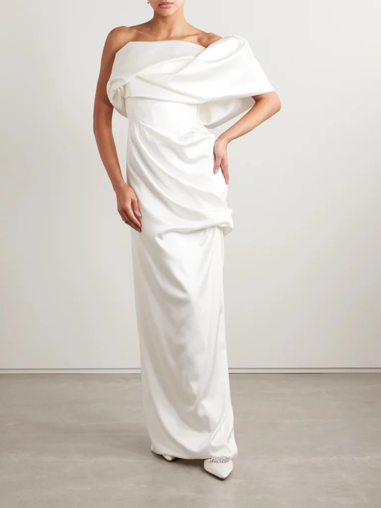 Vivienne Westwood Sybyl Off-the-shoulder Draped Satin Gown