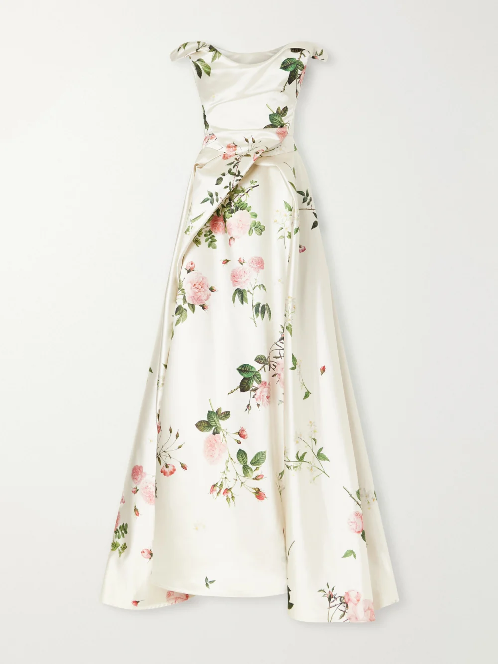 Vivienne Westwood Tabitha Bustier Draped Floral-print Satin Gown in white