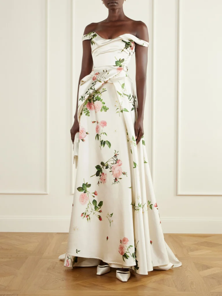 Vivienne Westwood Tabitha Bustier Draped Floral-print Satin Gown