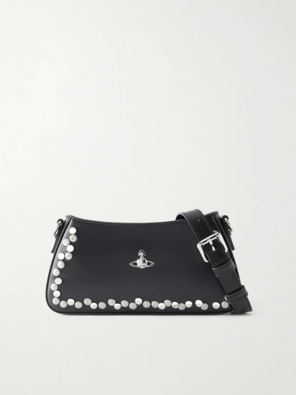 Vivienne Westwood Tasha Logo-embellished Studded Leather Shoulder Bag