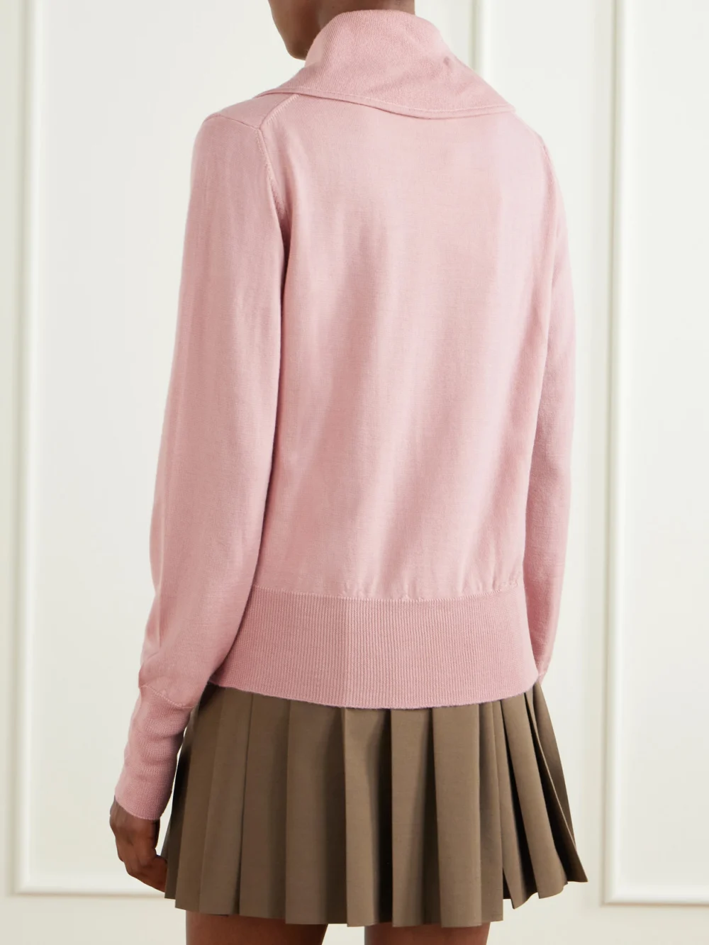 Back view of the Vivienne Westwood Tie Bea Logo-embroidered Wool Polo Sweater