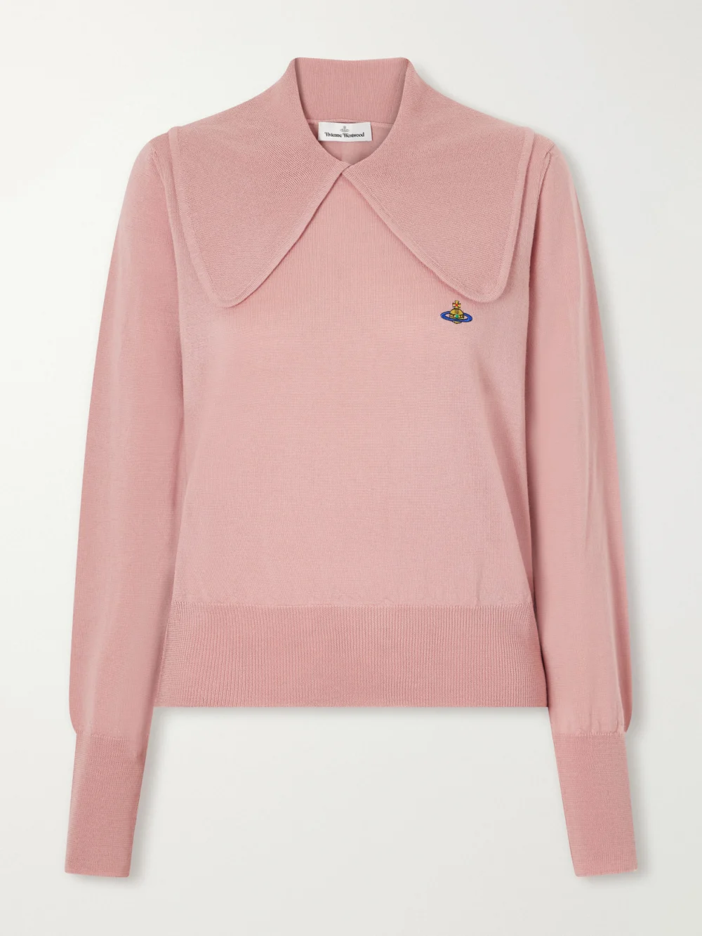 Vivienne Westwood Tie Bea Logo-embroidered Wool Polo Sweater in blush