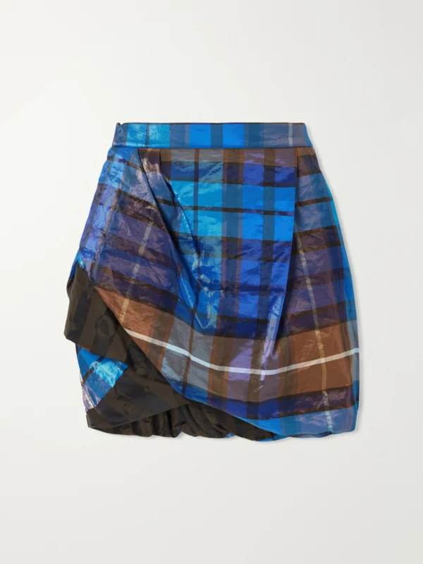 Vivienne Westwood Zora Asymmetric Pleated Checked Twill Mini Skirt