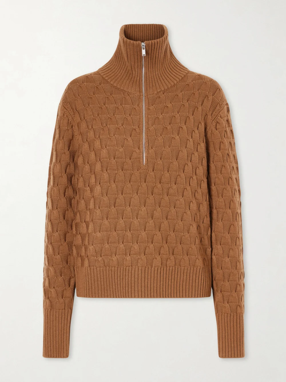 Wales Bonner Acoustic Knitted Wool Half-zip Turtleneck Sweater in camel