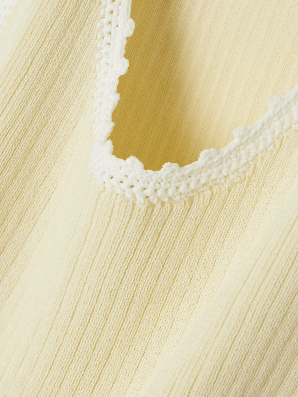 Close-up detail of the Wales Bonner Alice Crochet-trimmed Knitted Cotton-blend Tank