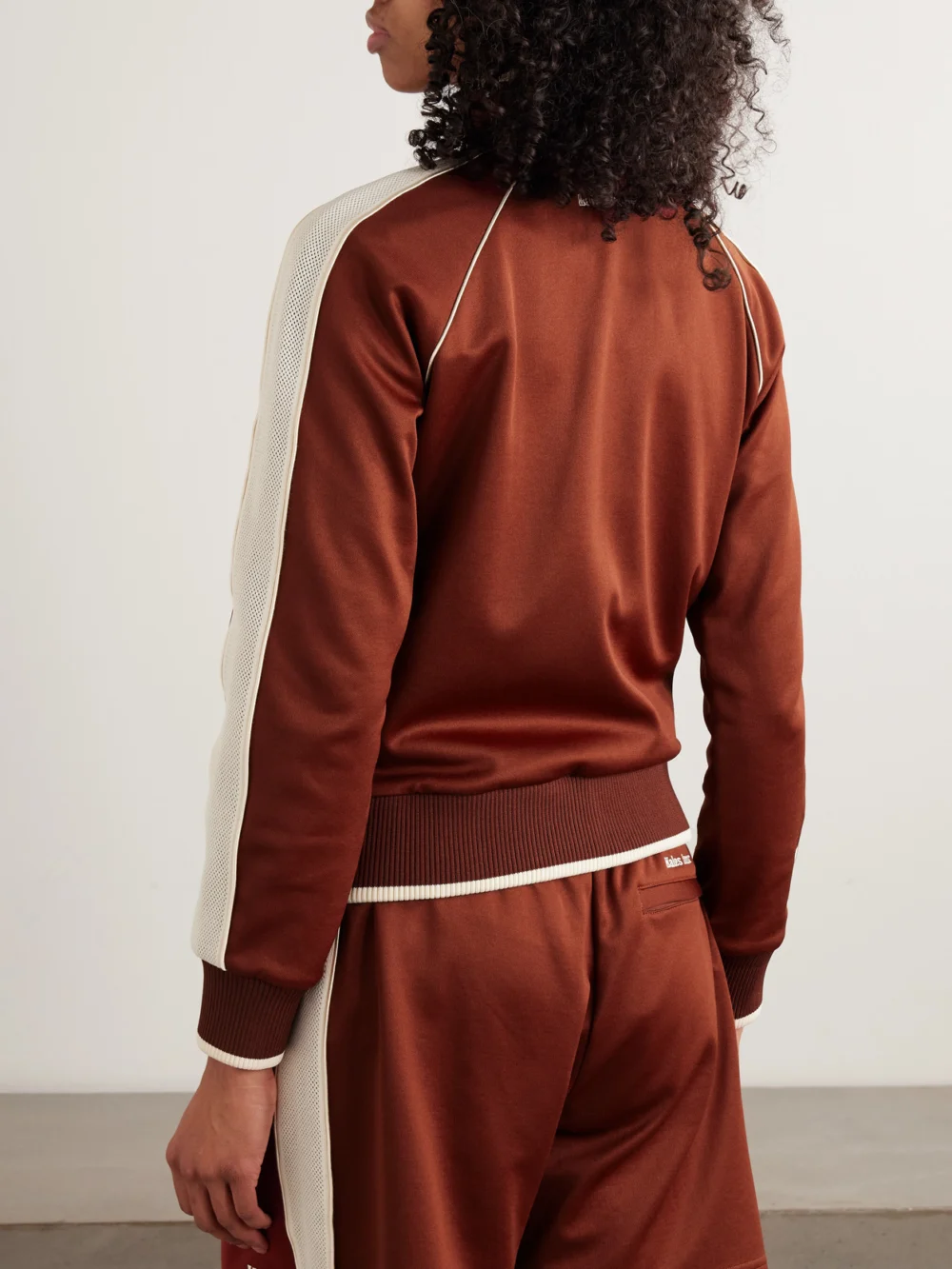 Back view of the Wales Bonner Anthem Embroidered Mesh-trimmed Jersey Track Jacket
