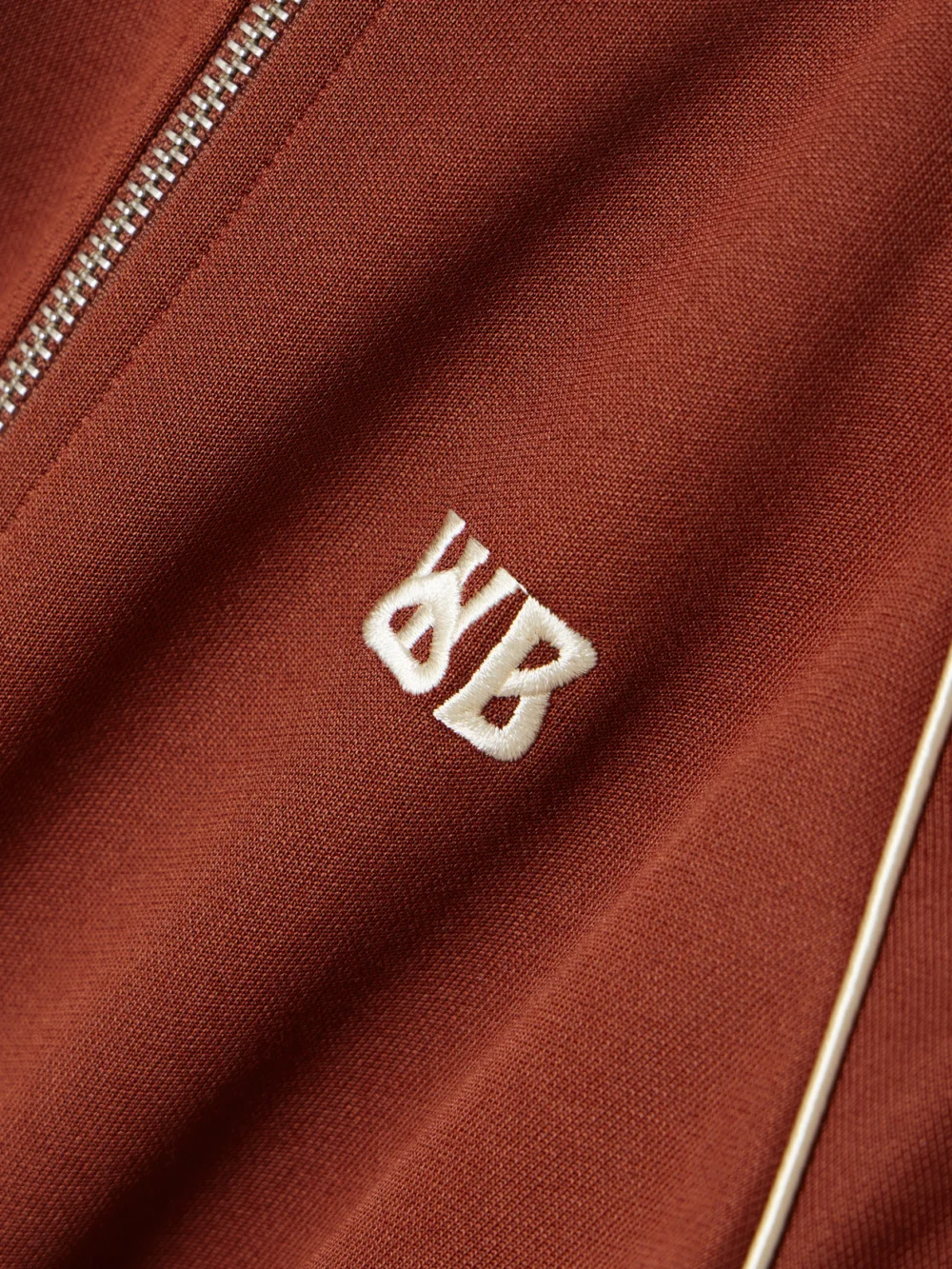 Close-up detail of the Wales Bonner Anthem Embroidered Mesh-trimmed Jersey Track Jacket