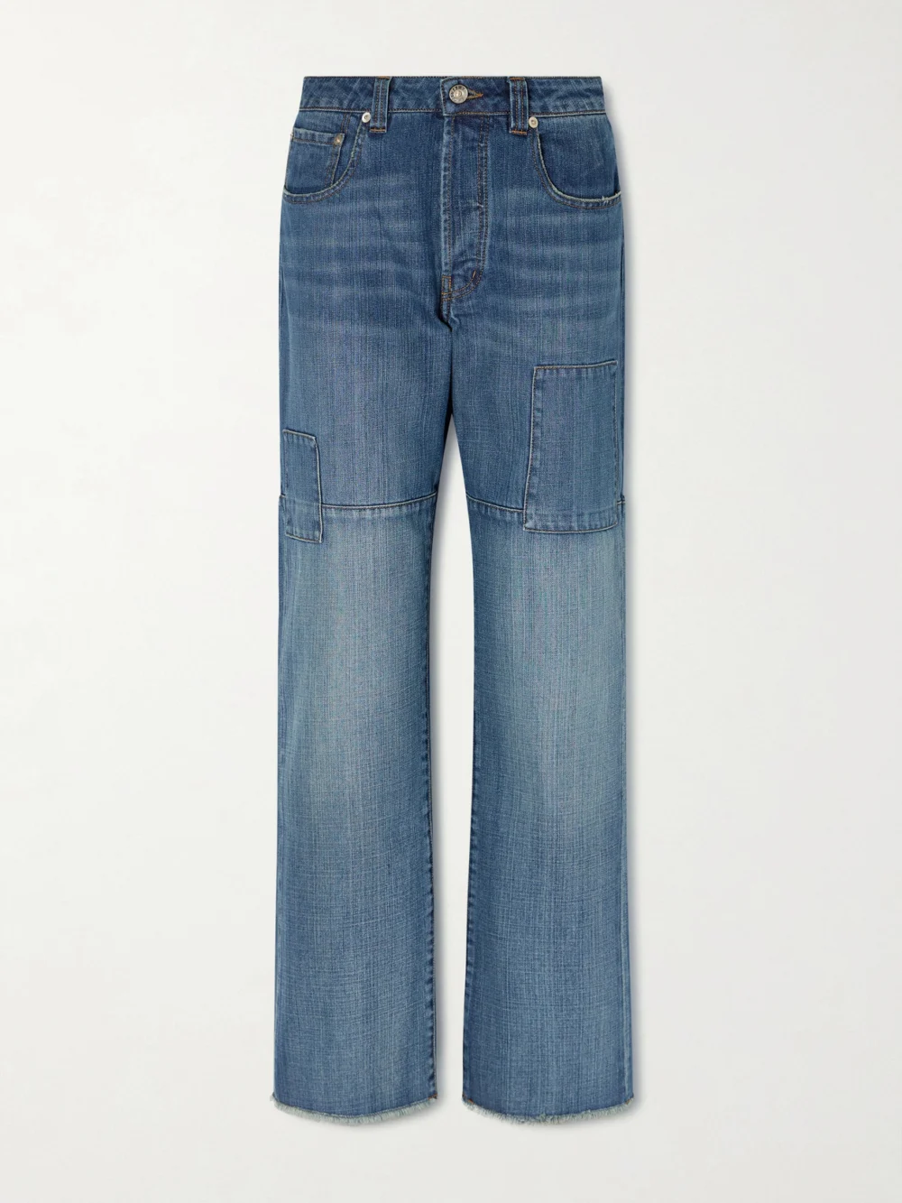 Wales Bonner Chance Frayed Straight-leg Jeans in light denim