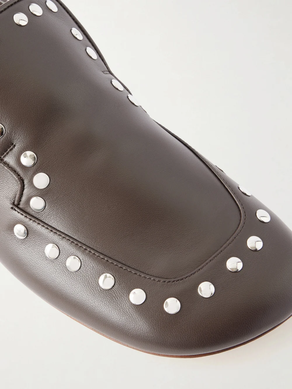 Close-up detail of the Wales Bonner Dakar Studded Leather Loafers