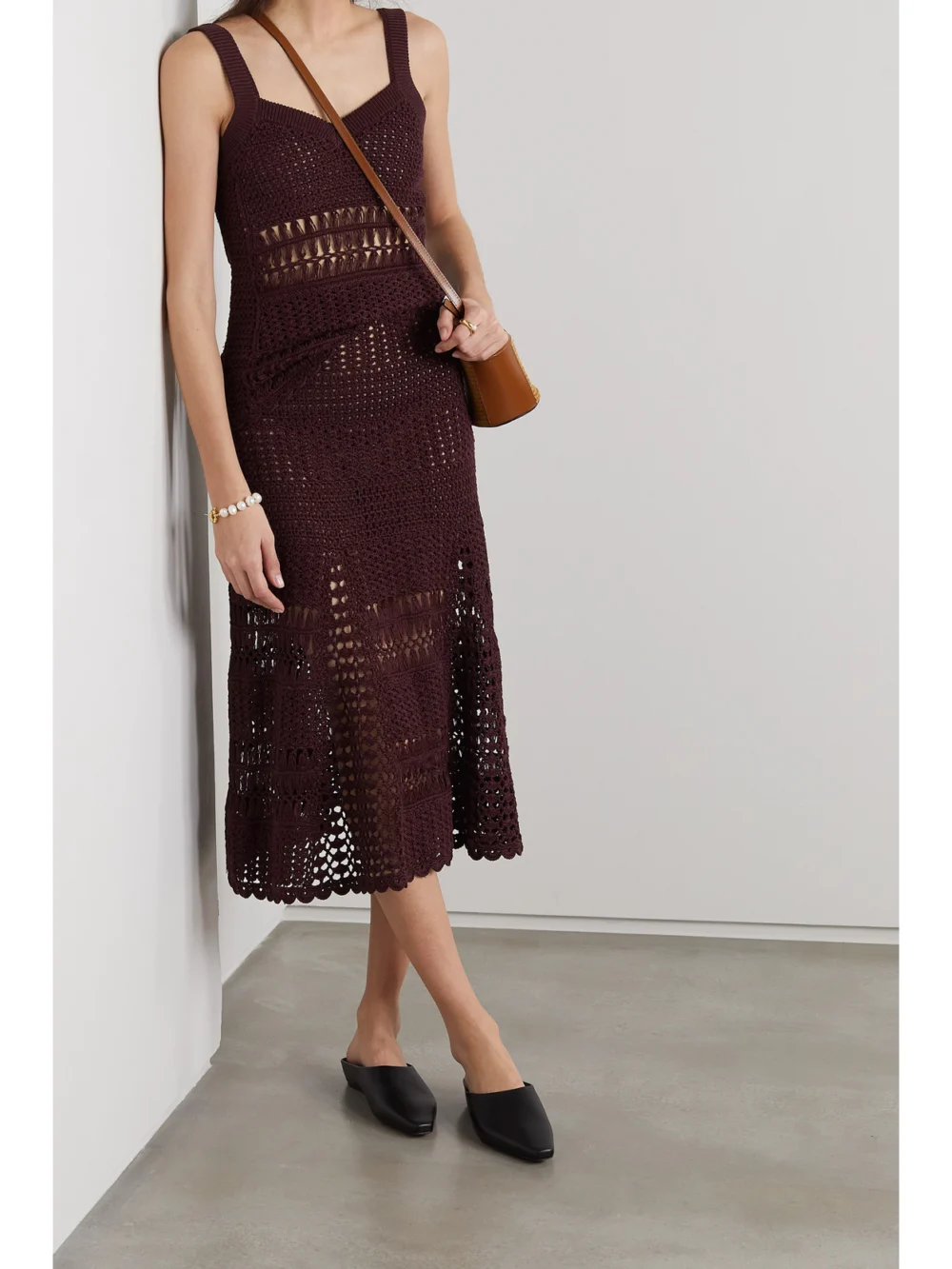 Wales Bonner Djembe Crocheted Cotton Tank, worn by a model
