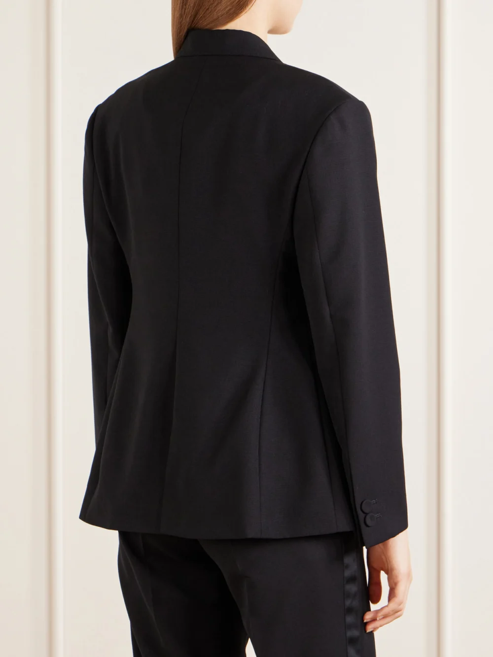 Back view of the Wales Bonner Gallery Satin-trimmed Wool-twill Jacket