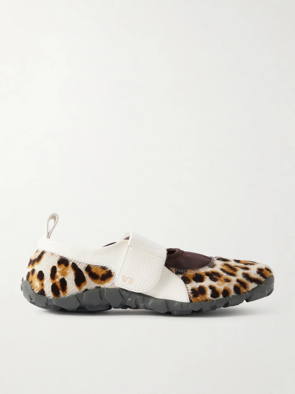 Wales Bonner Jewel Leather-trimmed Leopard-print Calf Hair Mary Jane Sneakers in leopard print
