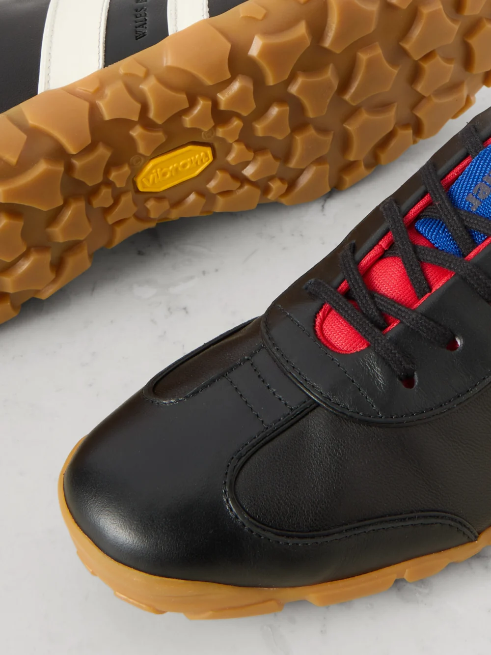 Close-up detail of the Wales Bonner Leather Sneakers