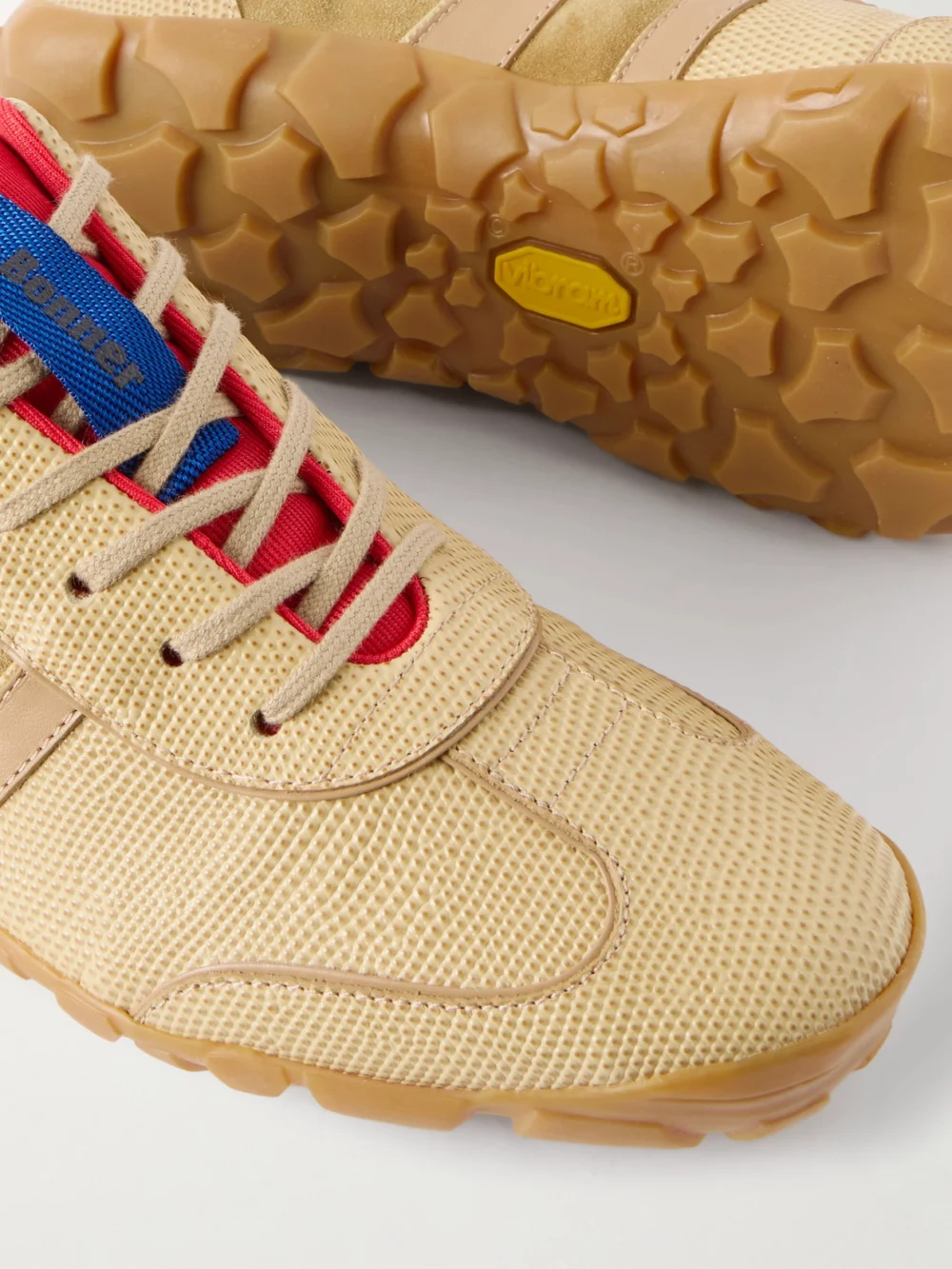 Close-up detail of the Wales Bonner Lizard-effect Leather and Suede Sneakers