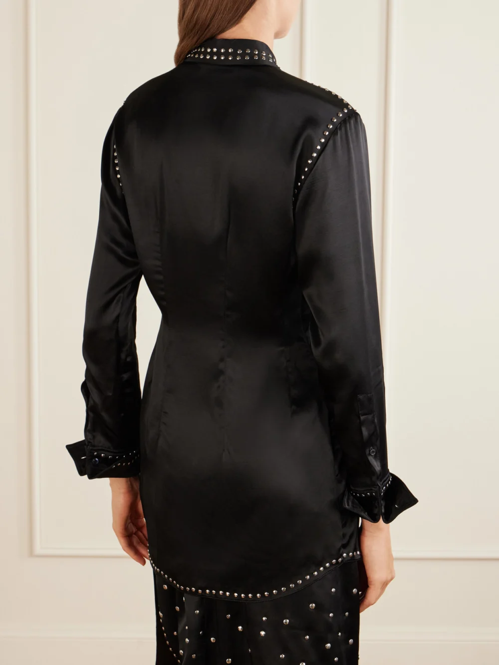 Back view of the Wales Bonner Mystic Studded Satin Shirt