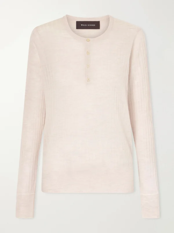 Wales Bonner Nile Henley Wool Sweatshirt