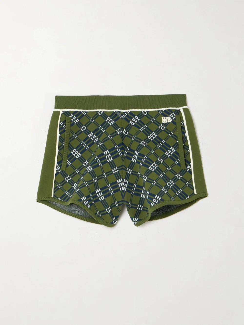 Wales Bonner Power Embroidered Jacquard-knit Shorts in green