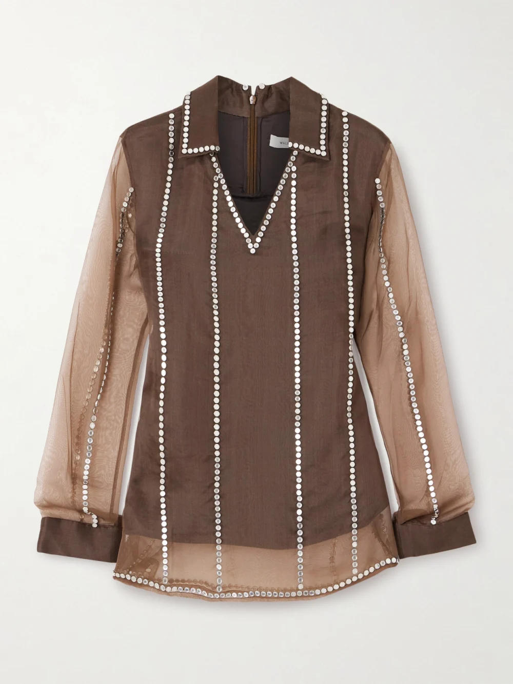 Wales Bonner Presence Studded Organza Blouse in brown