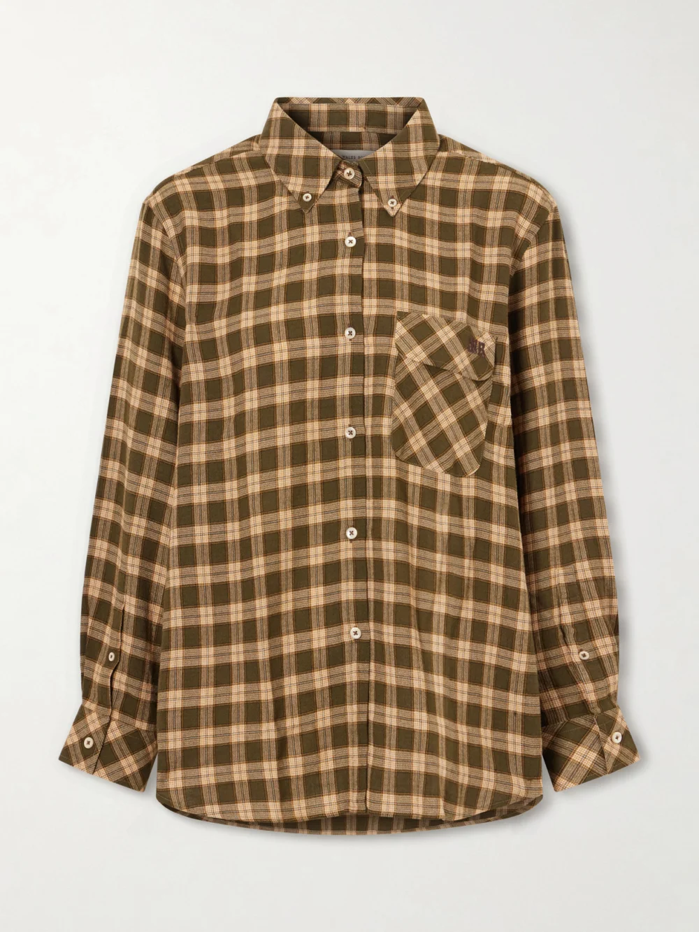 Wales Bonner Ritual Checked Flannel Shirt in brown