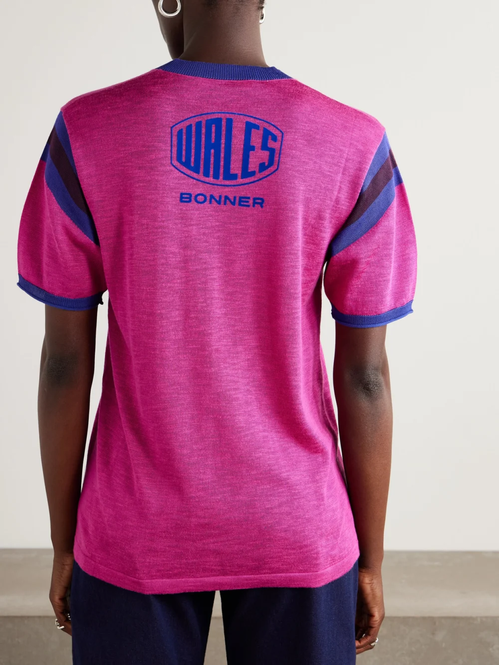 Back view of the Wales Bonner Soul Flocked Cotton-blend T-shirt