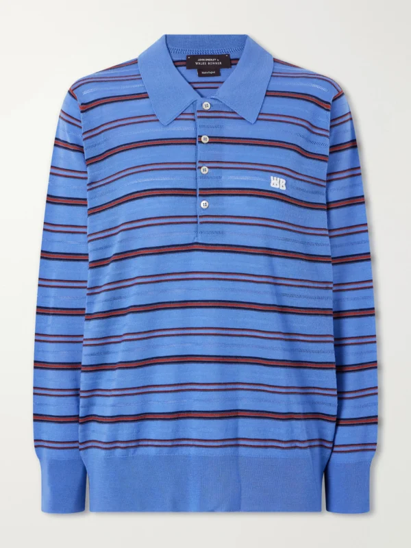 Wales Bonner Striped Wool and Cotton Polo Shirt