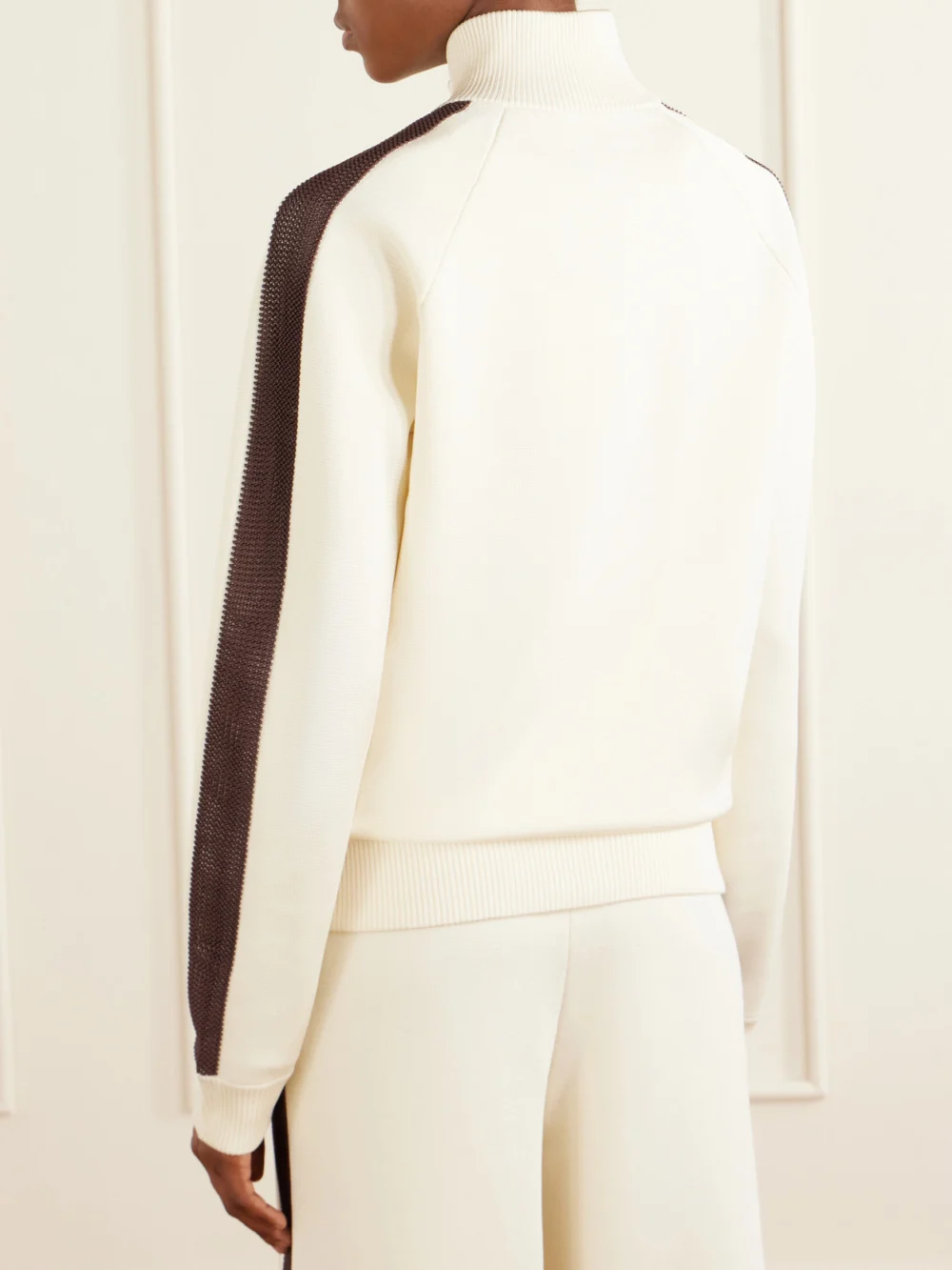 Back view of the Wales Bonner Tide Logo-embroidered Knitted Jacket