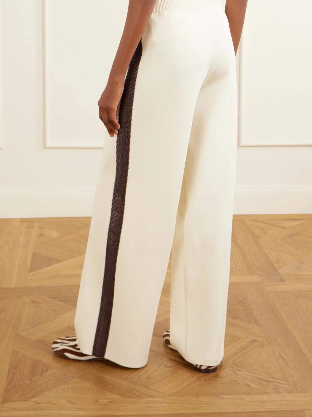 Back view of the Wales Bonner Tide Logo-embroidered Knitted Track Pants