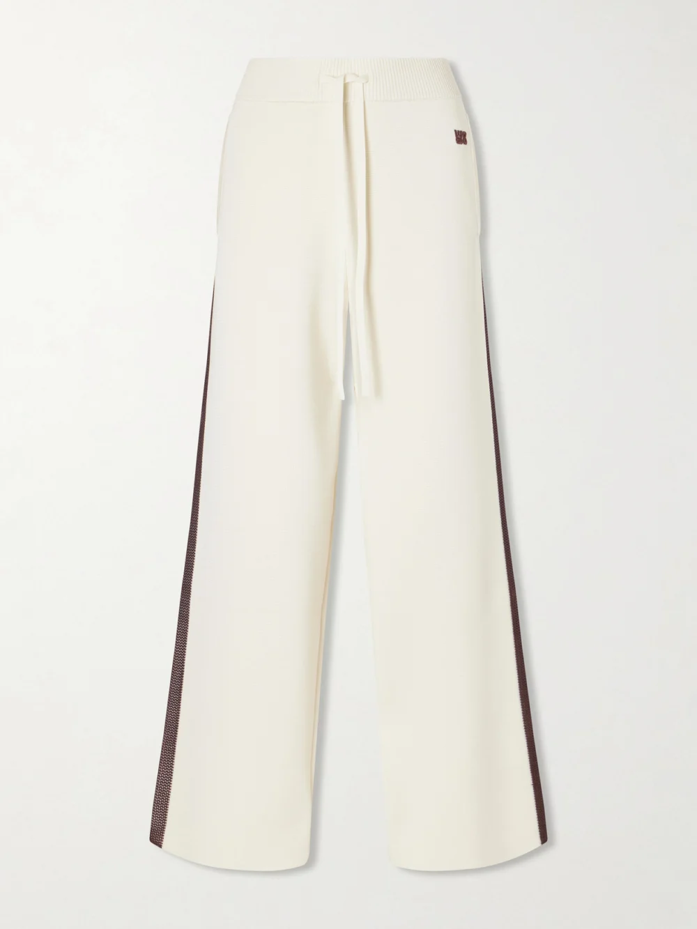 Wales Bonner Tide Logo-embroidered Knitted Track Pants in ivory