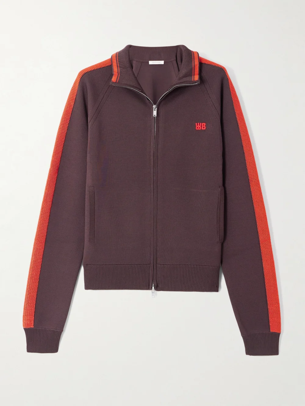 Wales Bonner Tide Striped Knitted Track Jacket in brown