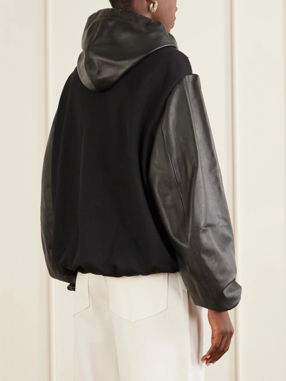 Back view of the Wales Bonner Vista Striped Leather Jacket