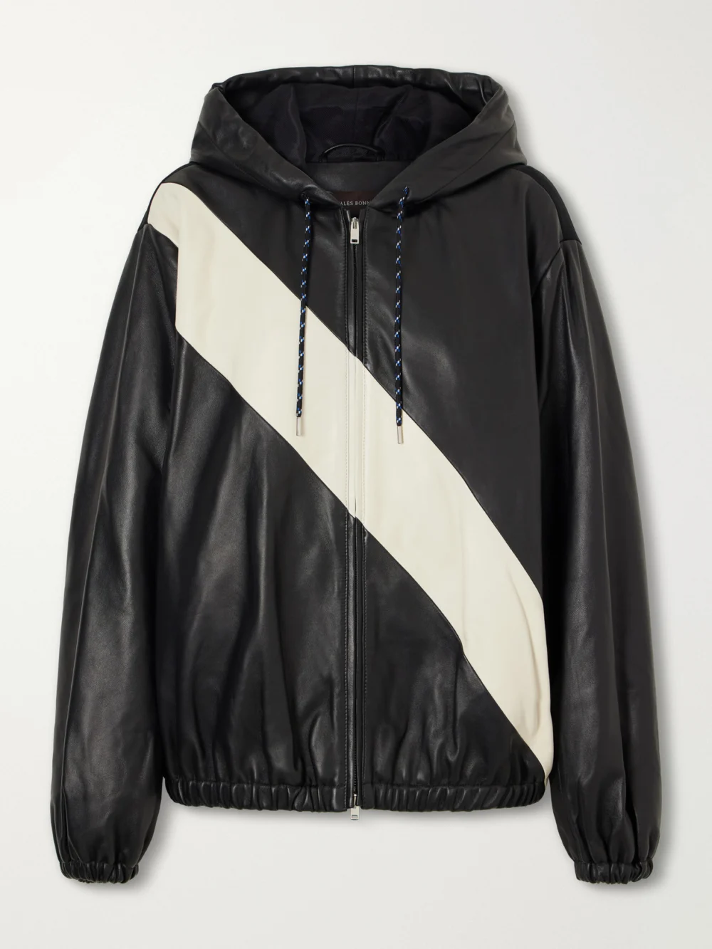 Wales Bonner Vista Striped Leather Jacket in black