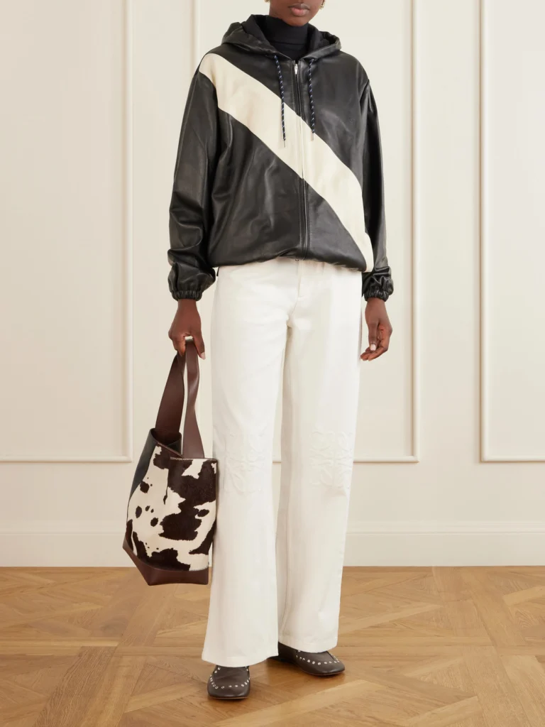 Wales Bonner Vista Striped Leather Jacket