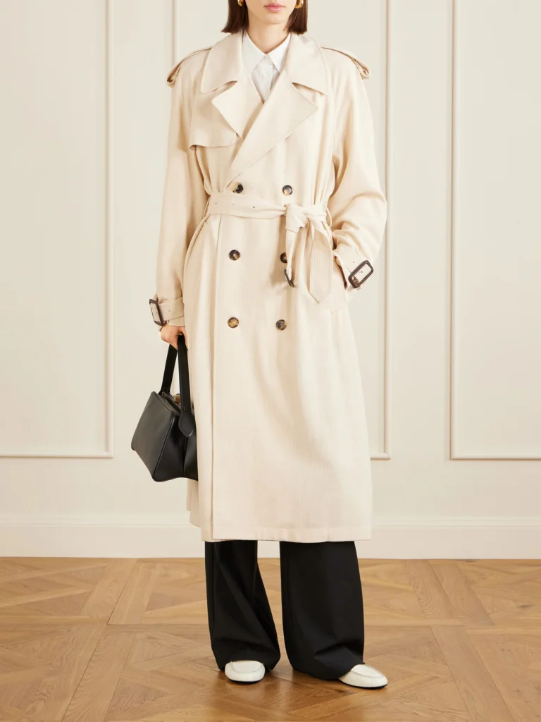 WARDROBE.NYC Double-breasted Belted Technical Shell Trench Coat