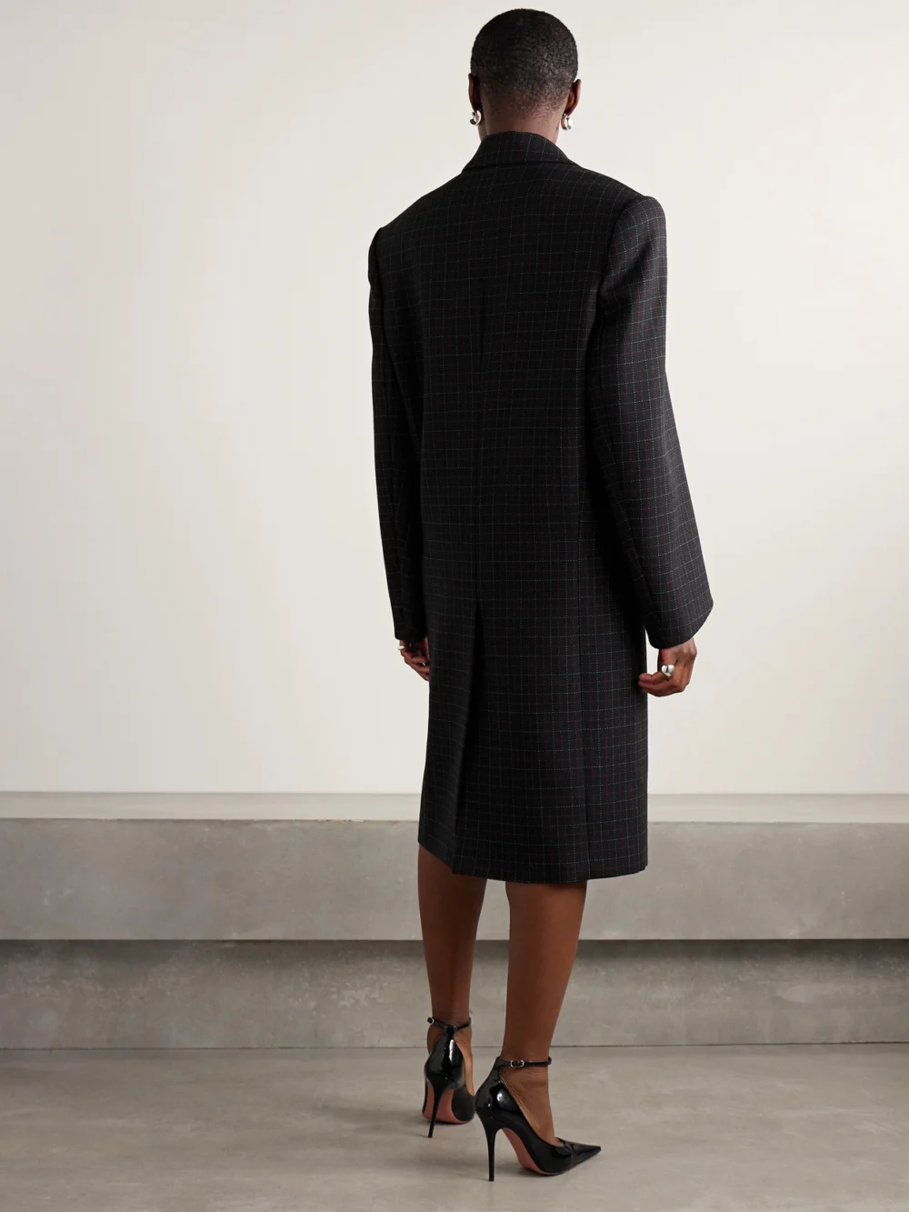 Back view of the WARDROBE.NYC Double-breasted Checked Wool Coat