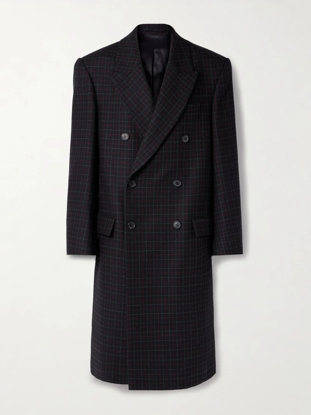 WARDROBE.NYC Double-breasted Checked Wool Coat in black