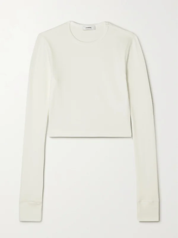 WARDROBE.NYC + Hailey Bieber Cropped Cotton-blend Top