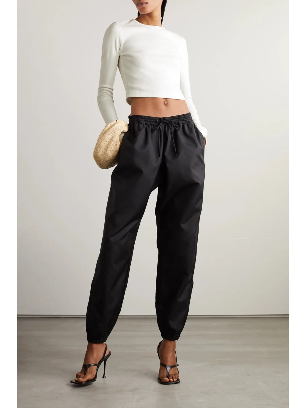 WARDROBE.NYC + Hailey Bieber Cropped Cotton-blend Top, worn by a model