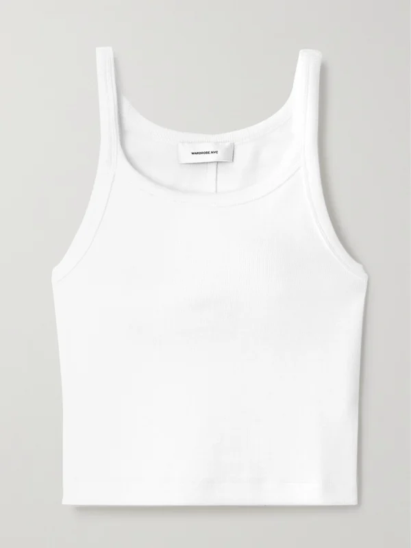 WARDROBE.NYC + Hailey Bieber Cropped Ribbed Stretch-cotton Tank